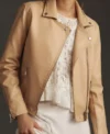AnnaLynne McCord Days Of Our Lives Beige Leather Jacket For Sale
