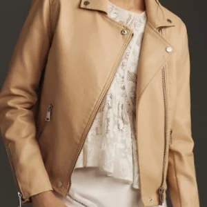 AnnaLynne McCord Days Of Our Lives Beige Leather Jacket For Sale