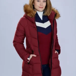 Anya The Finnish Line Maroon Hooded Jacket For Sale