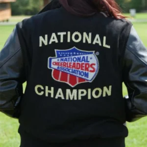 Black NCA Letterman Varsity Jacket Back