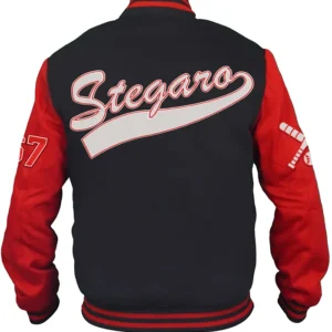Blair Baseball Stylish Stegaro Black And Red Varsity Jacket Back