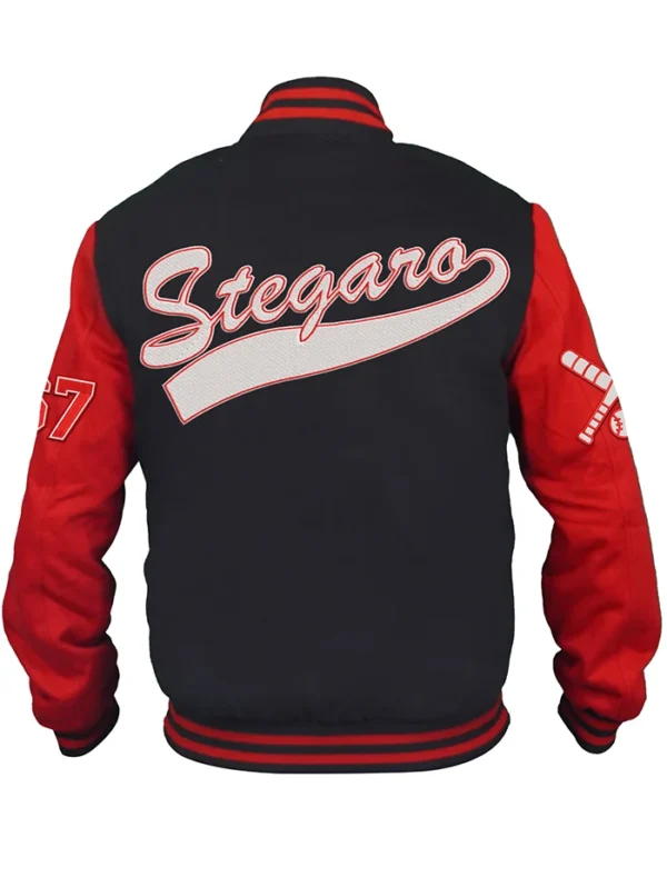 Blair Baseball Stylish Stegaro Black And Red Varsity Jacket Back