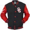 Blair Baseball Stylish Stegaro Black And Red Varsity Jacket Front