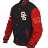 Blair Baseball Stylish Stegaro Black And Red Varsity Jacket Side Look