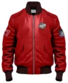 Blake Stegaro Red Leather Bomber Jacket