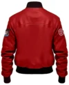 Blake Stegaro Red Leather Bomber Jacket Back