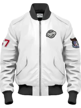 Caiden White Stegaro Bomber Leather Jacket