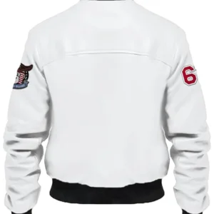 Caiden White Stegaro Bomber Leather Jacket Back