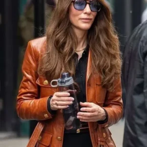 Cate Blanchett Black Bag Brown Leather Jacket