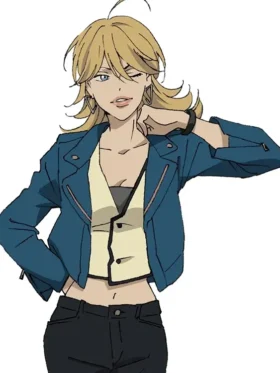 Christine Lazarus Blue Leather Jacket