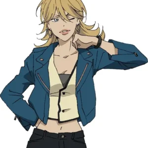 Christine Lazarus Blue Leather Jacket