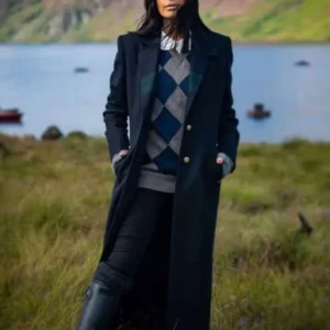 Claudia Winkleman The Traitors UK Blue Wool Coat