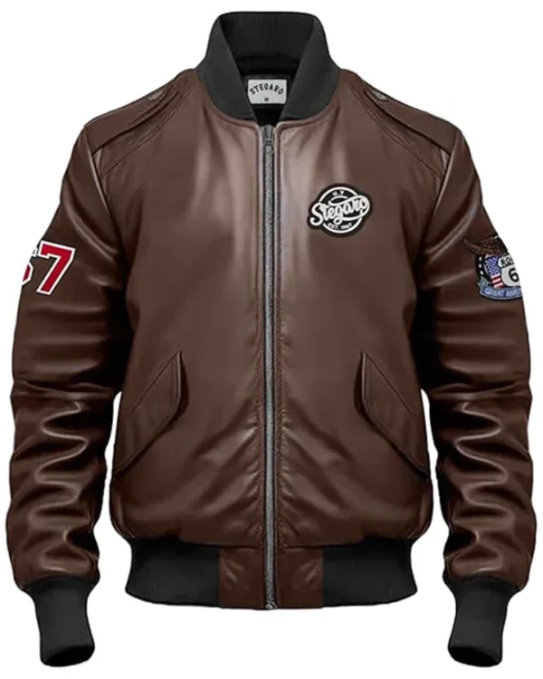 Darren Stegaro Brown Bomber Leather Jacket