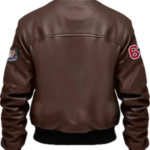 Darren Stegaro Brown Bomber Leather Jacket Back