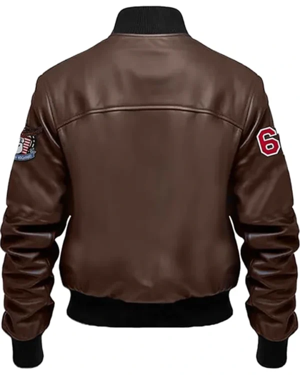 Darren Stegaro Brown Bomber Leather Jacket Back