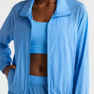 Deanne Janson Blue Bloods Blue Cotton Jacket front shoot