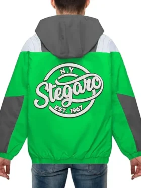 Donte Green And Grey Stegaro Hooded Jacket Back
