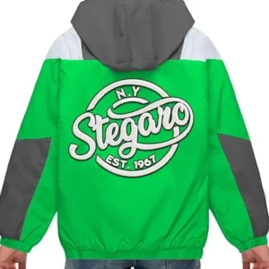 Donte Green And Grey Stegaro Hooded Jacket Back