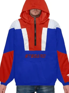 Filip Red And Blue Stegaro Hooded Jacket