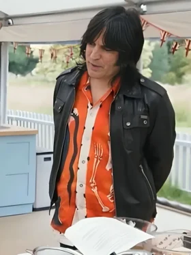 Great British Bake Off Noel Fielding Black Leather Jacket For Sale
