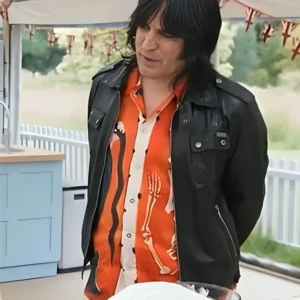 Great British Bake Off Noel Fielding Black Leather Jacket For Sale