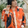 Great British Bake Off S15 Noel Fielding Orange Ramblin Cotton Shirt