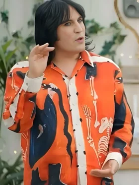 Great British Bake Off S15 Noel Fielding Orange Ramblin Cotton Shirt