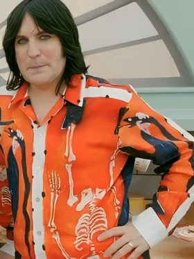 Great British Bake Off S15 Noel Fielding Orange Ramblin Cotton Shirt For Sale
