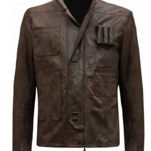 Harrison Ford Star Wars TFA Brown Leather Jacket Front