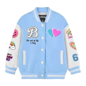 Horse Stegaro Blue And White Varsity Jacket Front