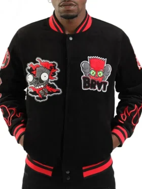 Hudson Bart Simpson Black Varsity Jacket