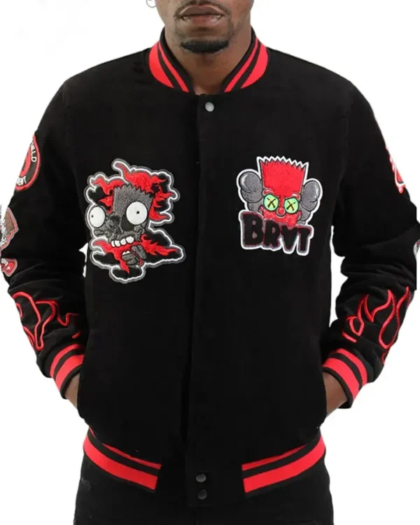 Hudson Bart Simpson Black Varsity Jacket