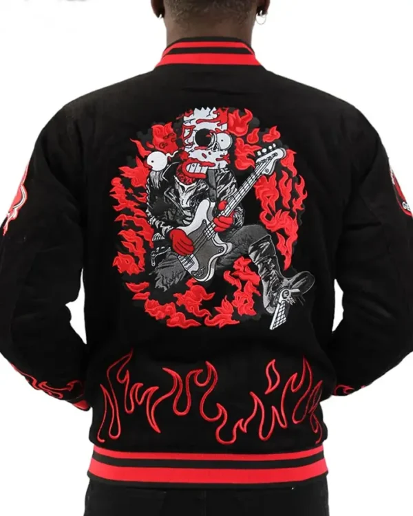 Hudson Bart Simpson Black Varsity Jacket Back
