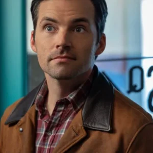 Ian Harding Our Little Secret Brown Leather Jacket For Sale