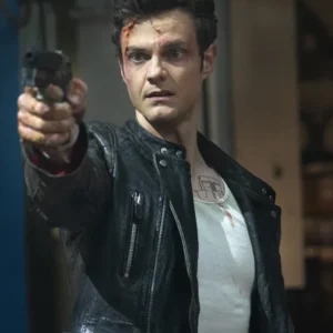 Jack Quaid Novocaine Brown Leather Jacket Front