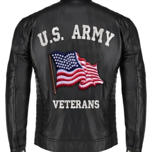 Jacob Stegaro US Army Veterans Leather Jacket Back