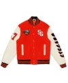 James Orange And White Stegaro Varsity Jacket