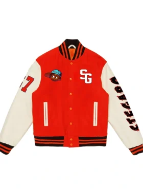 James Orange And White Stegaro Varsity Jacket