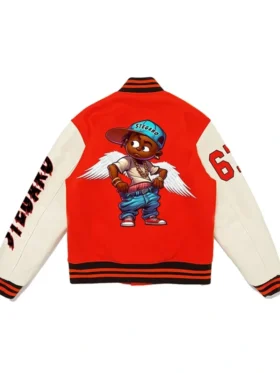 James Orange And White Stegaro Varsity Jacket Back