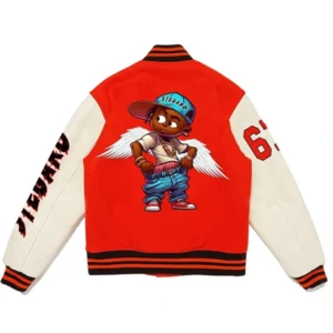 James Orange And White Stegaro Varsity Jacket Back