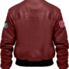 Jameson Stegaro Maroon Bomber Leather Jacket Back