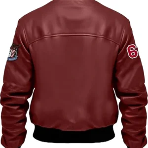 Jameson Stegaro Maroon Bomber Leather Jacket Back