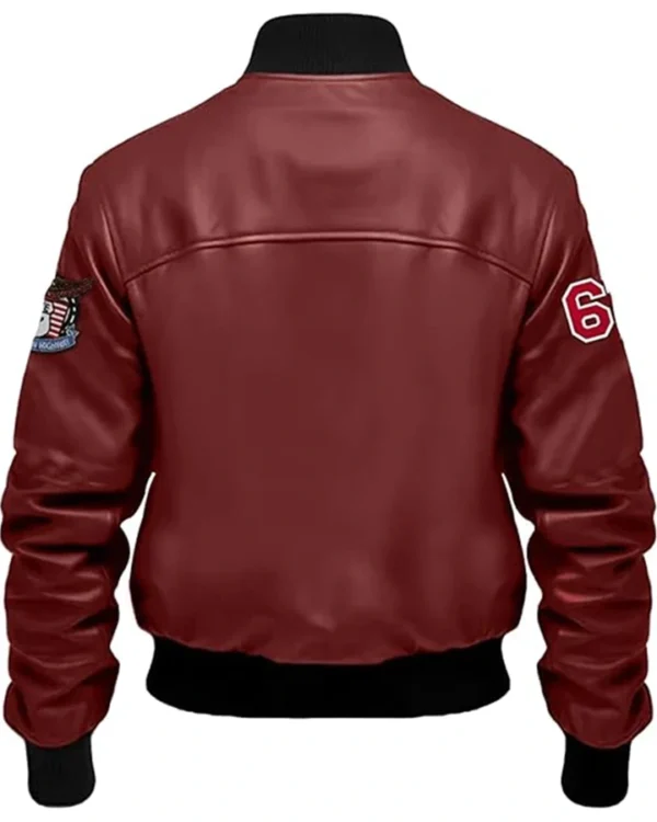 Jameson Stegaro Maroon Bomber Leather Jacket Back