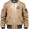Joshua Bomber Beige Stegaro Leather Jacket