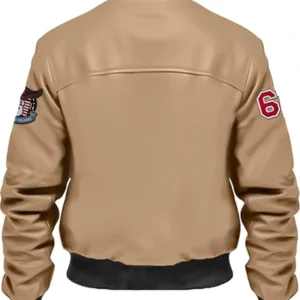 Joshua Bomber Beige Stegaro Leather Jacket Back
