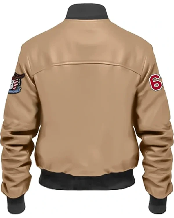 Joshua Bomber Beige Stegaro Leather Jacket Back