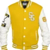Khari Stegaro Golf Yellow And White Varsity Jacket