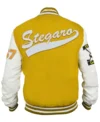 Khari Stegaro Golf Yellow And White Varsity Jacket Back
