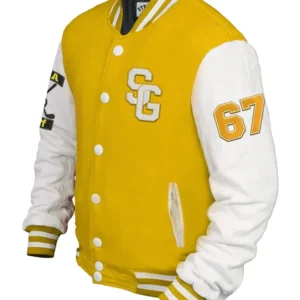 Khari Stegaro Golf Yellow And White Wool Varsity Jacket