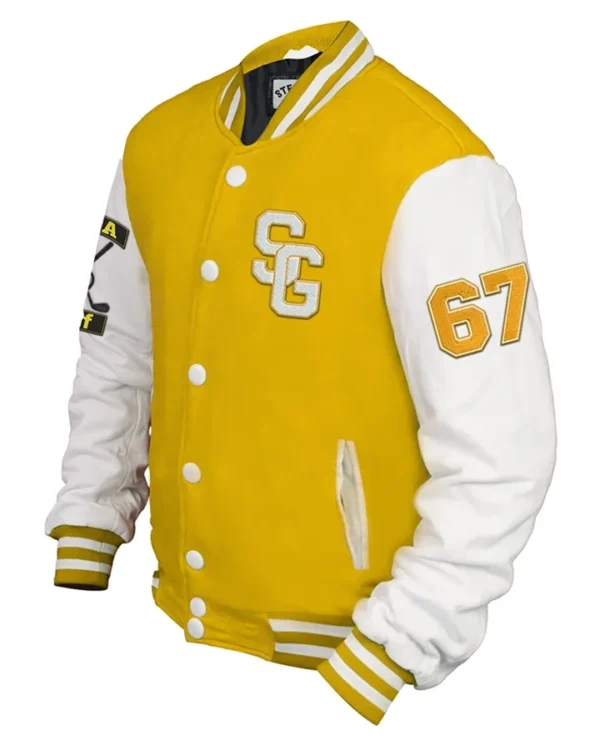 Khari Stegaro Golf Yellow And White Wool Varsity Jacket